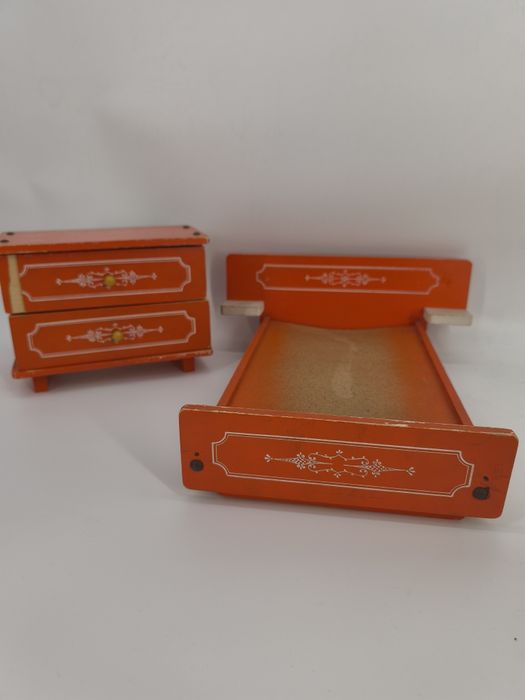 Meble dla lalek łóżeczko komoda vintage