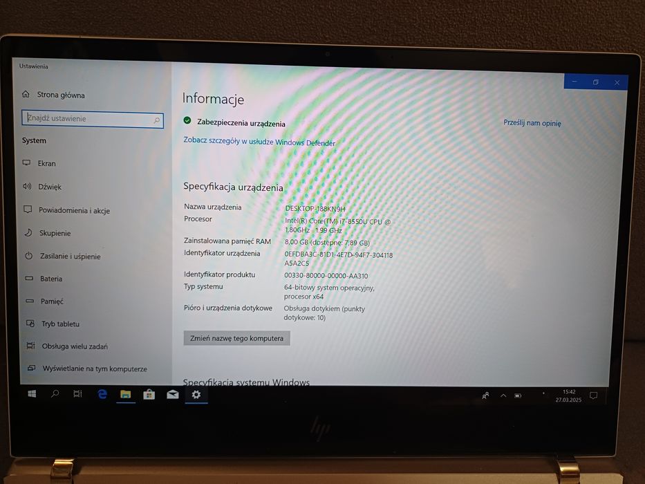 HP Spectre 13 - i7 8550U / 13,3" 4K / Intel UHD Graphics 620