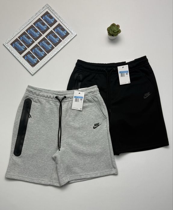Шорти nike tech fleece ЧОРНІ/СІРІ