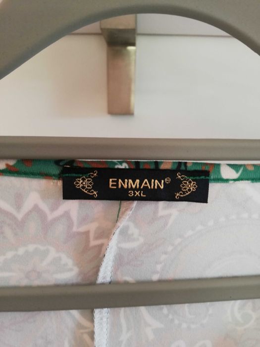 Enmain zielona boho ornament tunika bluzka r. 3XL