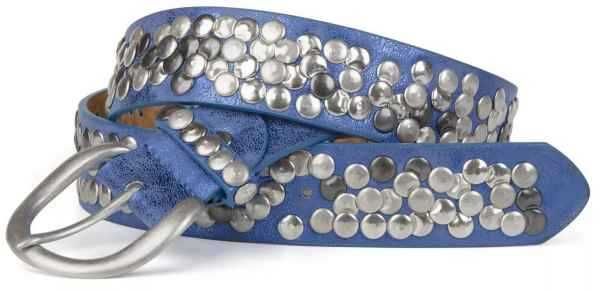 COWBOYS BELT pasek niebieski skóra ćwieki kowbojski niebieski