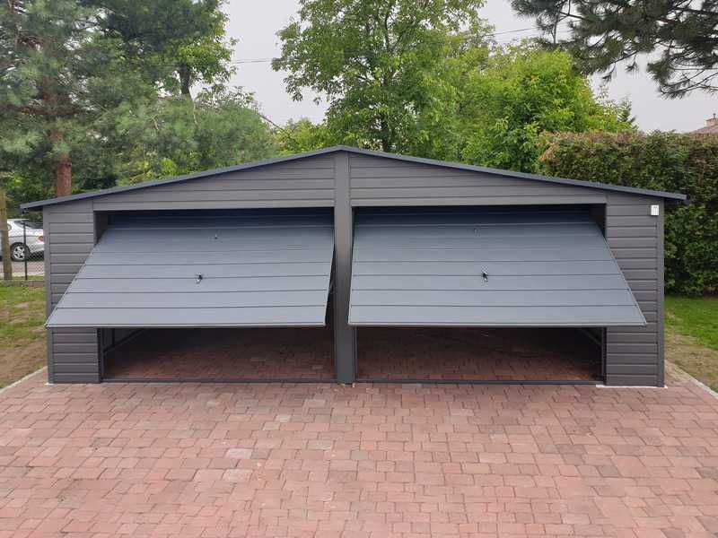 Garaż blaszany akrylowy drewnopodobny dwustanowiskowy