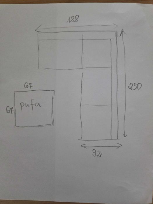 Sofa narożna + podnózek/schowek