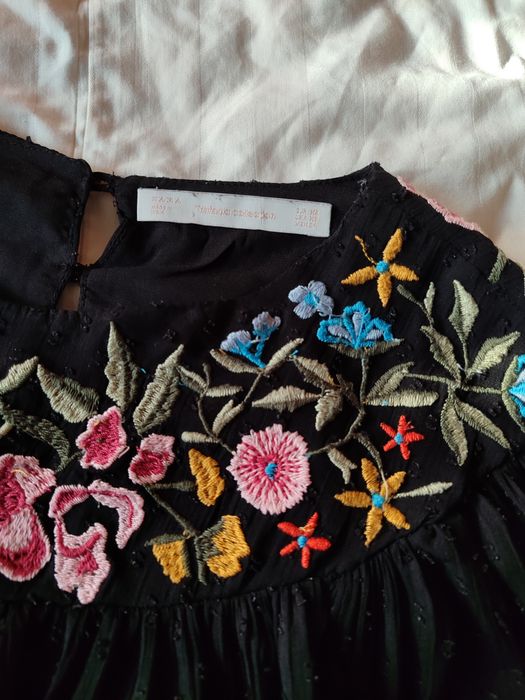 Блуза вишивка вишиванка з довгими пишними рукавами кофта блузка шифон