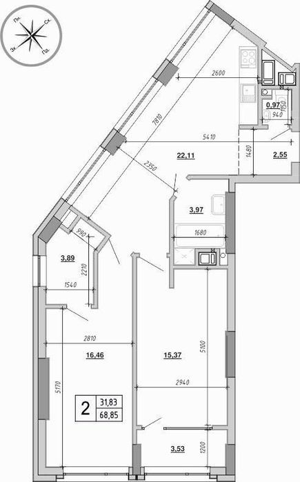 2-rooms apartment apartment by the address st. Velichkovskogo (area 69 m²) - Atlanta.ua - photo 2