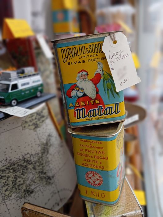 Latas antigas azeite Natal de Elvas