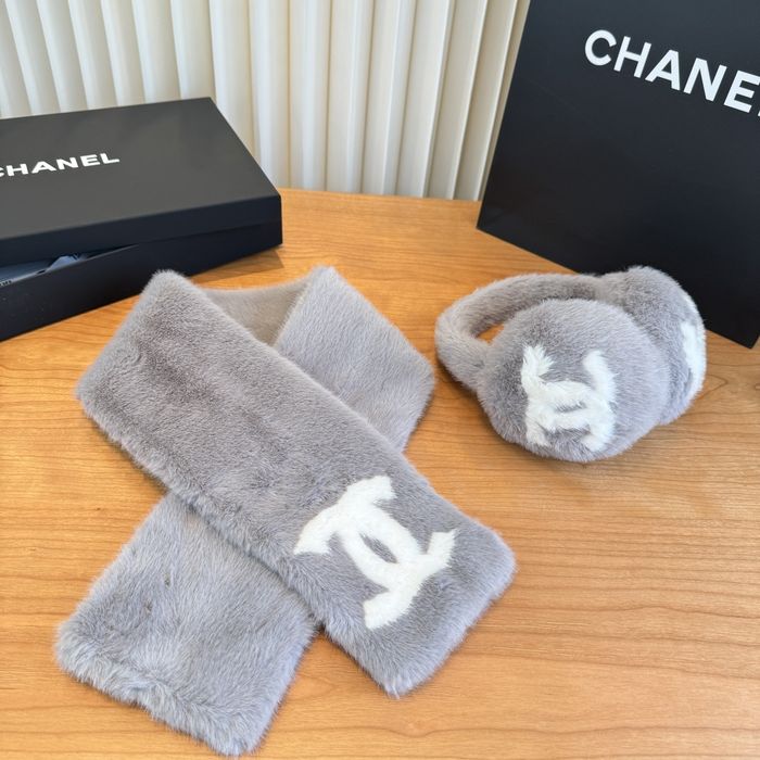Komplet Chanel nauszniki i szal, kilka kolorów