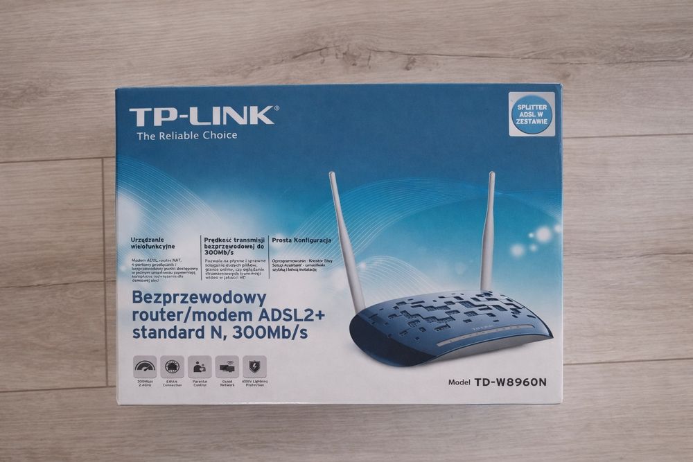 Router modem TP-Link TD-W8960N ADSL2+ WiFi 300 Mb/s | Komplet + pudełk