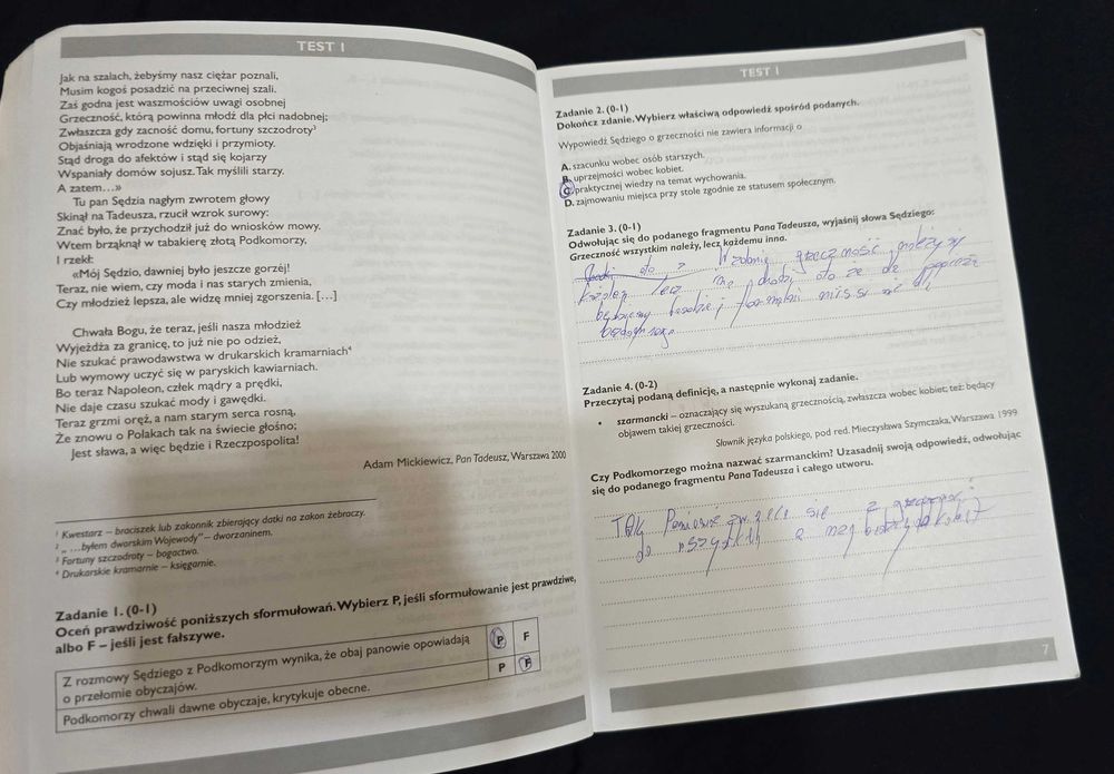 Testy z języka polskiego VII-VIII Boratyńska powt egzamin ósmoklasisty