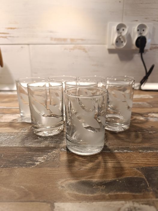 8 literatek + 3 kieliszki / Glasmark literatki piaskowane