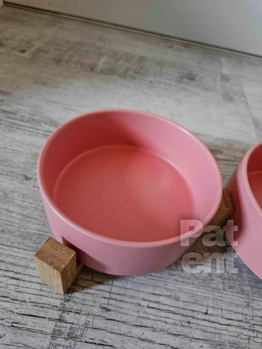 Miski ceramiczne dla psa kota zestaw 2 sztuki x 400 ml różowe