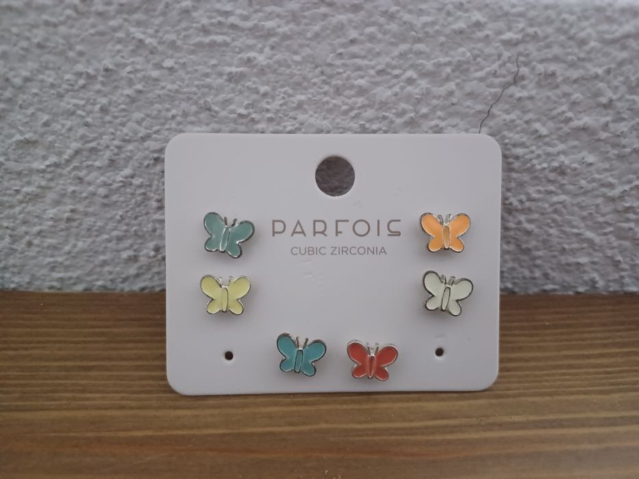 Conjunto de 3 pares de Brincos com Borboletas