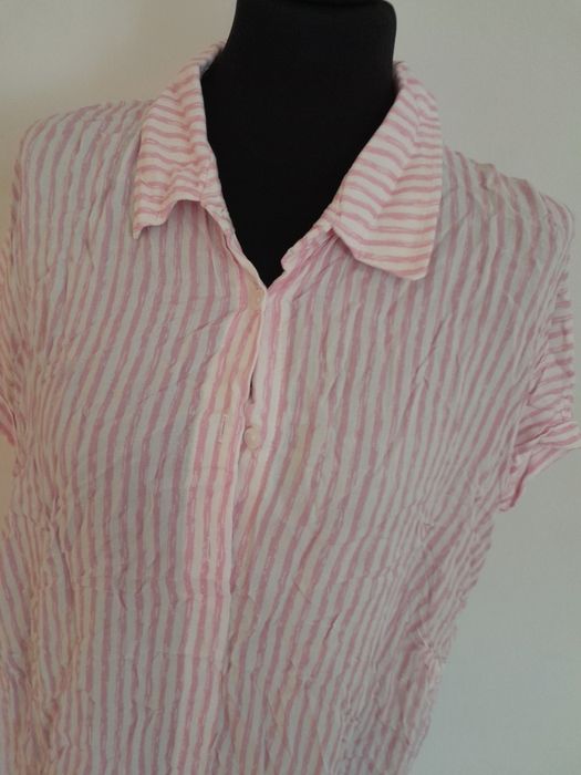 Koszula luźna w paski różowa biała 3xL 4 XL
