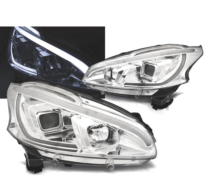 CONJUNTO DE FARÓIS PEUGEOT 208 12-15 TUBE LIGHT CROMADOS