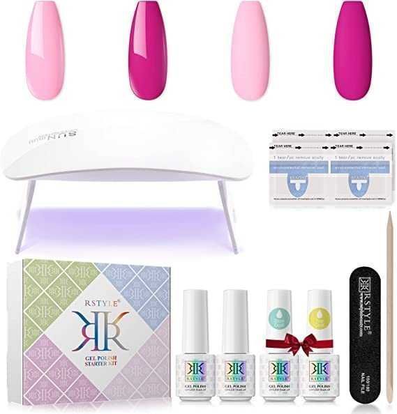 Kit completo de manicure com lâmpada UV LED de 6 W, 2 cores de vernize