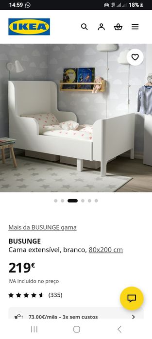 Cama IKEA BUSUNGE Rosa Extensível + Colchão IKEA Incluído