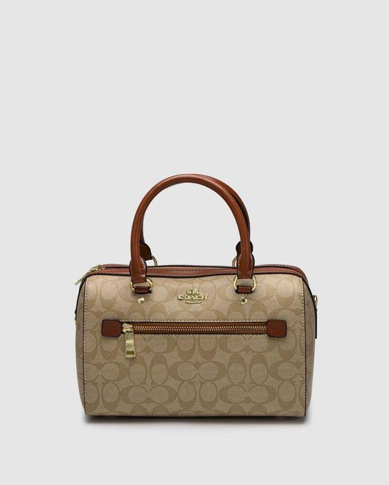 Coach Rowan Satchel In Signature Canvas Beige/Ginger