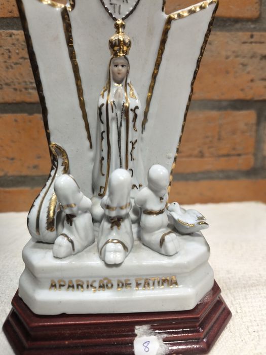 Estatueta Antiga Aparição de Fátima Porcelana