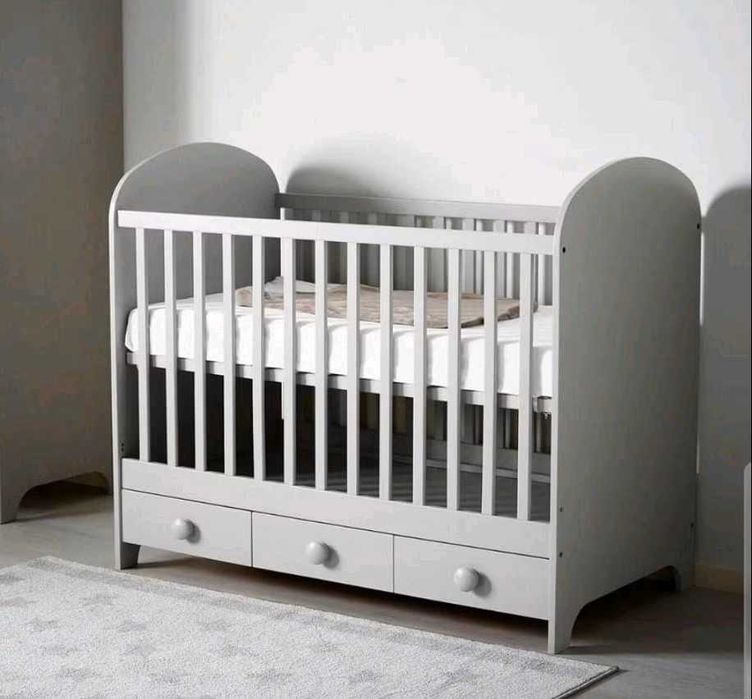 GONATT Berço c/gavetas, Cinzento, 60x120 cm