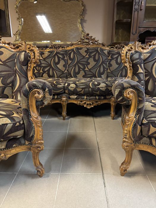 Włoski Stylowy Komplet Wypoczynkowy Sofa 2 Fotele Meble Stylowe Italy