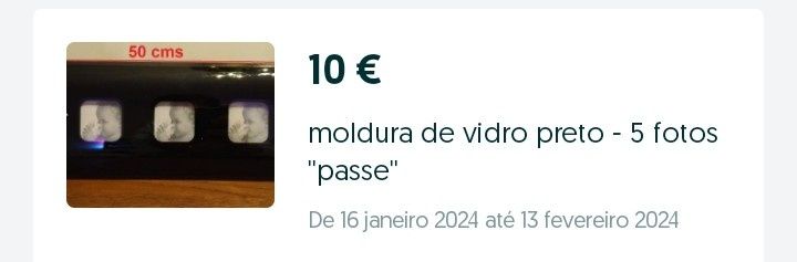 [SALDOS] moldura de vidro preto - 5 fotos "passe"