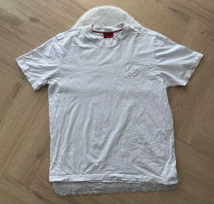 Hugo koszulka t-shirt biały XXL małe logo gładka