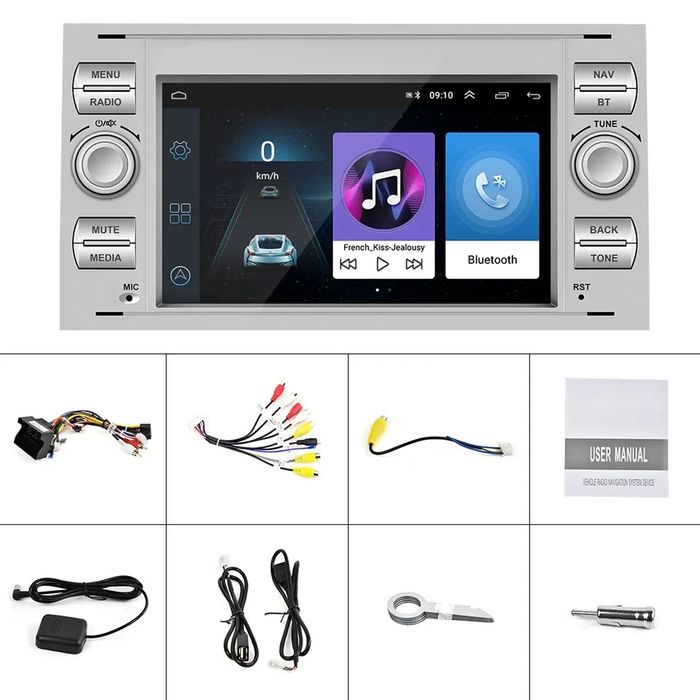 Radio Android Para Ford Focus, Mondeo, Kuga - 7" Pantalla Táctil, 4+64GB, CarPlay/Android Auto, 5G WiFi, GPS