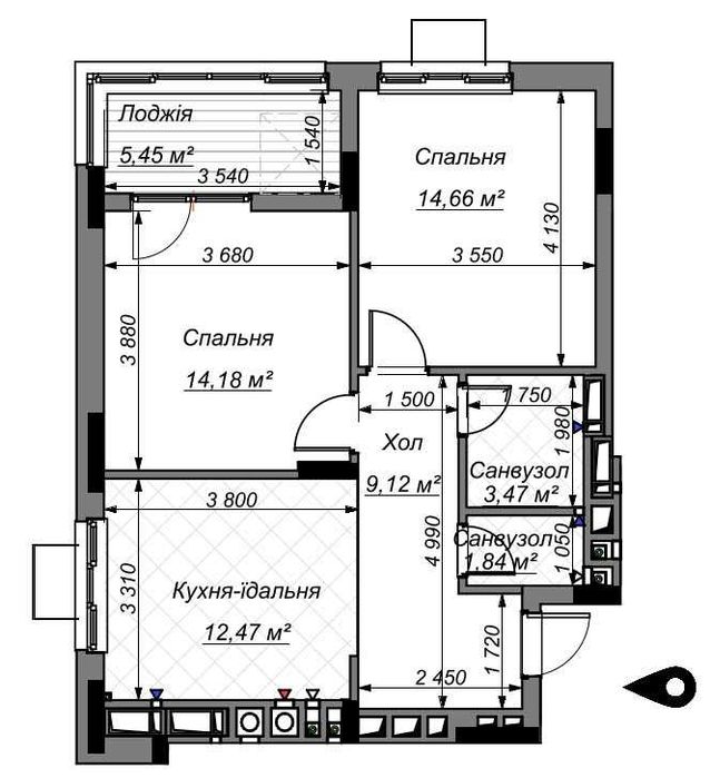 Продаж 2-кімнатної квартири, новобудова ЖК TWINS RESIDENCE Біла Церква