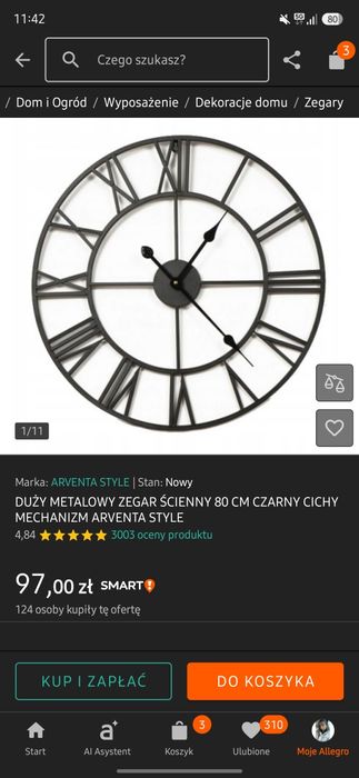 Zegar ścienny 80 cm