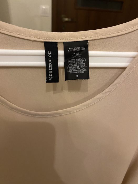 Koszulka mgiełka S no comment bluzka elegancka beżowa koszula
