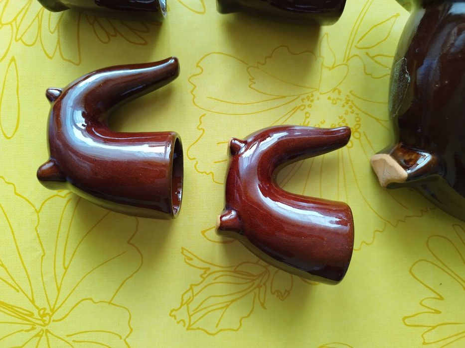 Dzbanek Karafka mleczniki zestaw Gliniane PRL