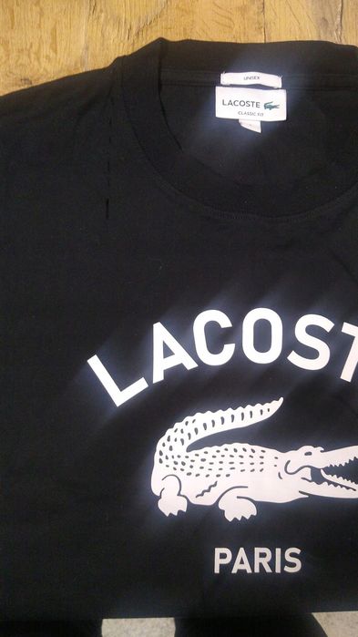 Lacoste 40 L T-Shirt Czarny 100% Bawełna Th2733 Paris Logowany D2346