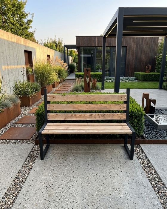 Ławka ogrodowa w stylu loft 128cm