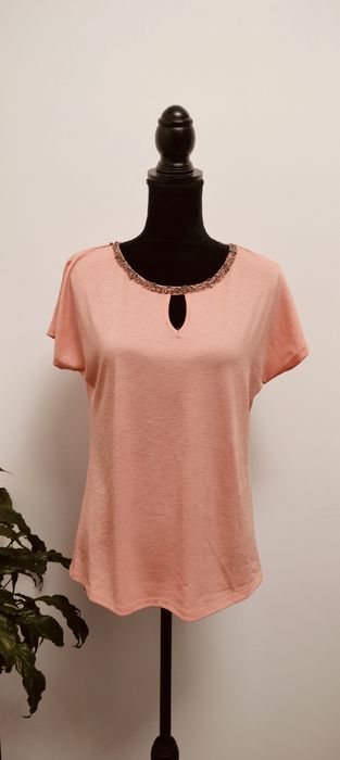 Bluzka elegancka morelowa 42 xl kamyczki