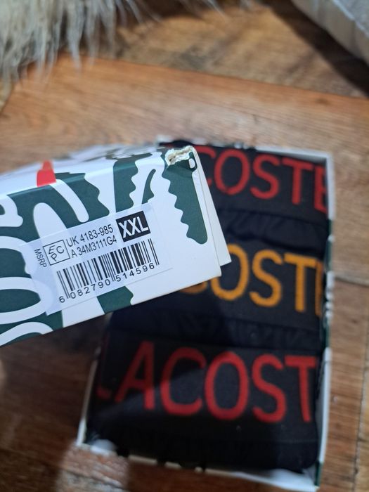 Bokserki męskie Lacoste 3szt pudełko prezent bawełna xl 2xl nowe