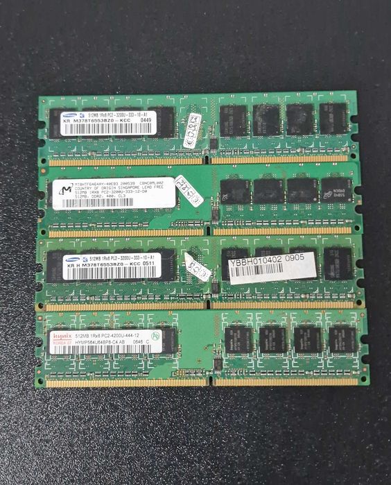 2GB RAM 4x 512 MB 1Rx8 Pc2-3200u-333-10-a1 Samsung Hynix Micron