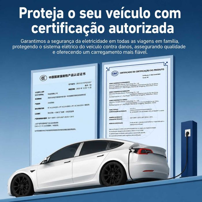 Carregador portátil ev de alta eficiência, 3,5kw, 16A, ip66, 10m