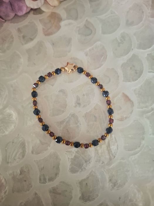 Bransoletka handmade z naturalnych kamieni granat hematyt noc kairu
