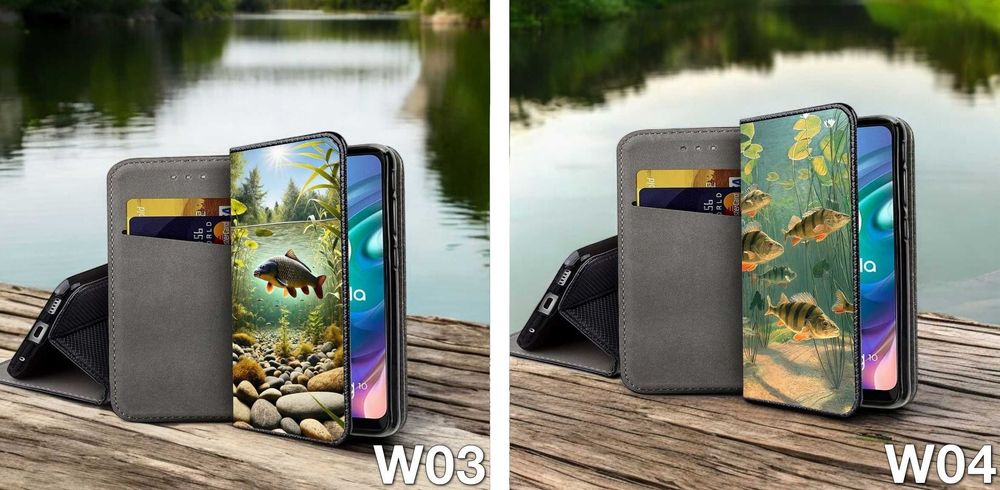 Etui zamykane wędkarskie do Samsung Galaxy M13 ! Karp szczupak okoń