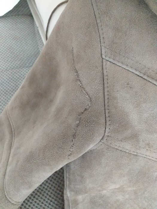 Kożuch/kożuszek szary z odpinanym kapturem XL