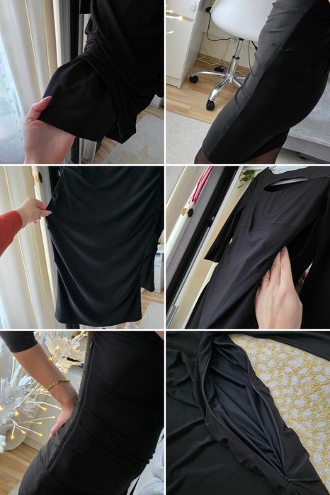 Sukienka Laundry by Shelli Segal klasyczna ołówkowa dekolt łezki XS-S