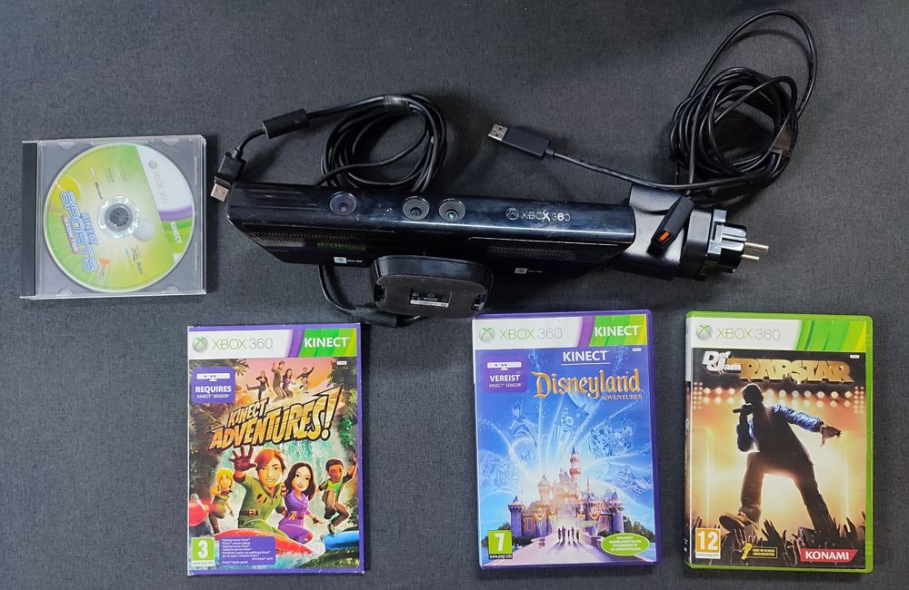 Xbox 360 kinekt wraz zasilaczem i grami