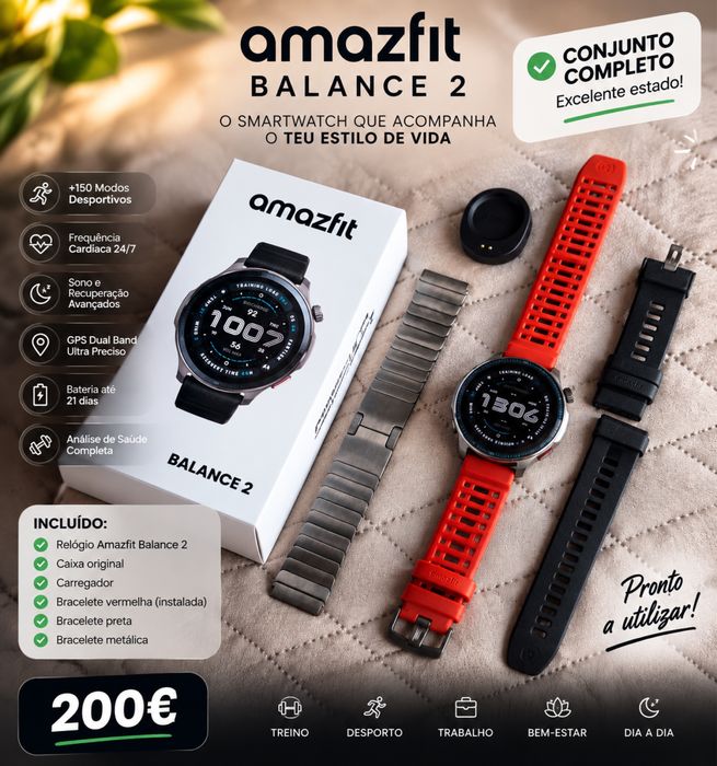 Amazfit Balance 2+fatura com garantia+ bracelete metalica