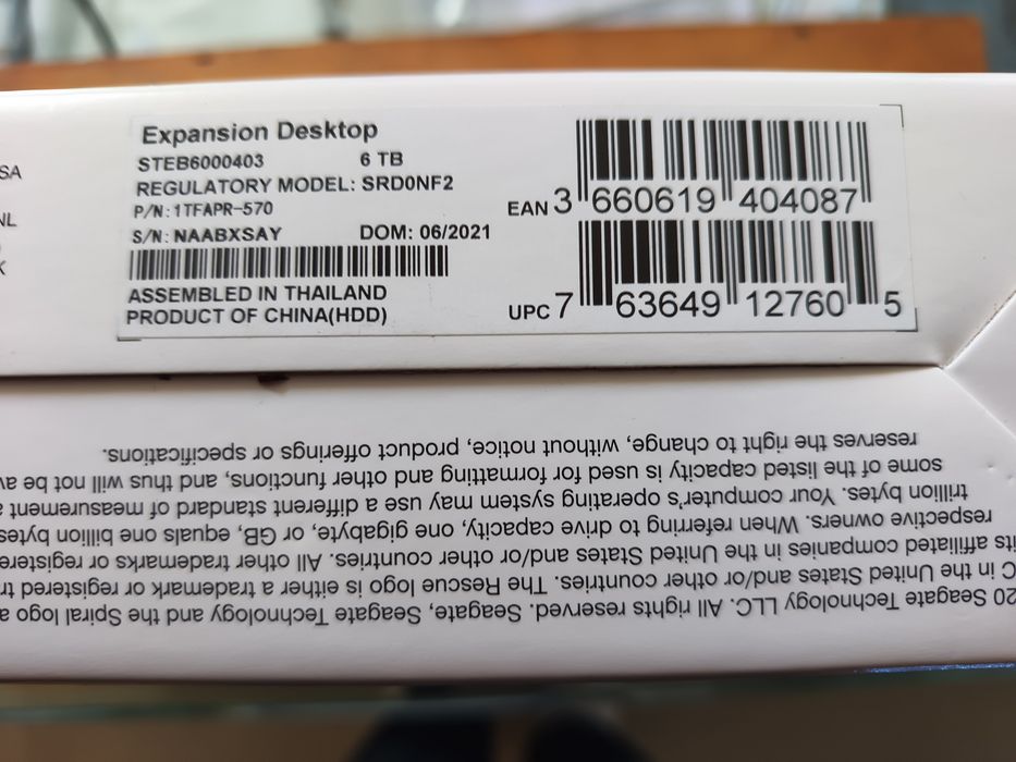 HDD 6TB Disco Externo Seagate Expansion Desktop