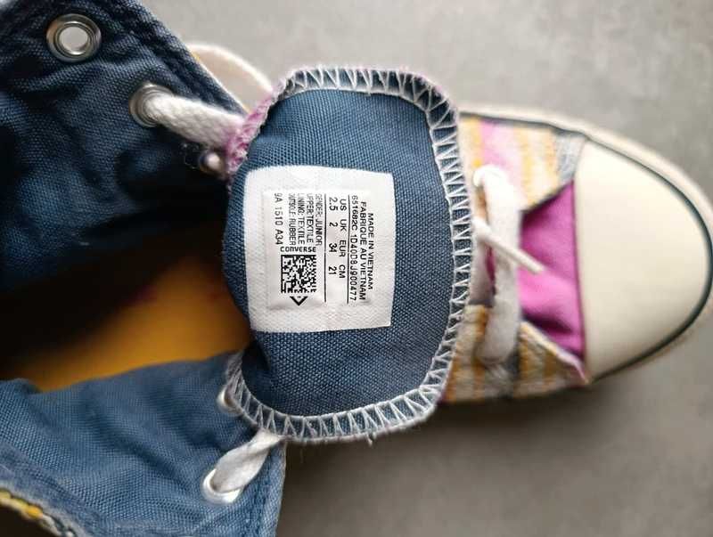 Converse All Star – kolorowe trampki za kostkę r.34