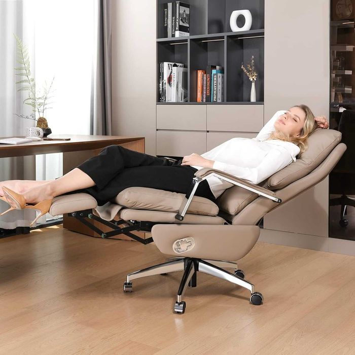 Cadeira elétrica ergonômica escritório reclinável c/ apoio pés  lombar