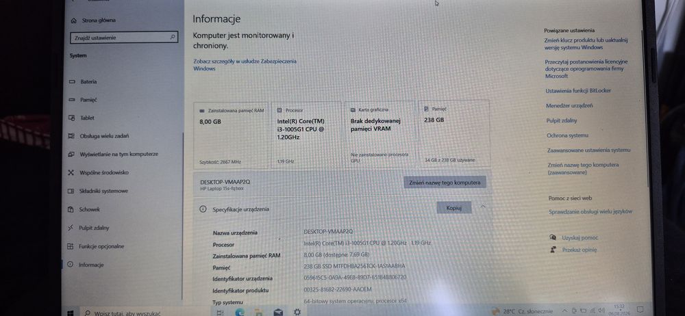 HP Pavilion 15s-fq1102nw 8/256 GB
