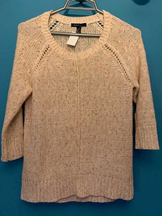 Sweterek Mango jasny melanż M rękaw 3/4