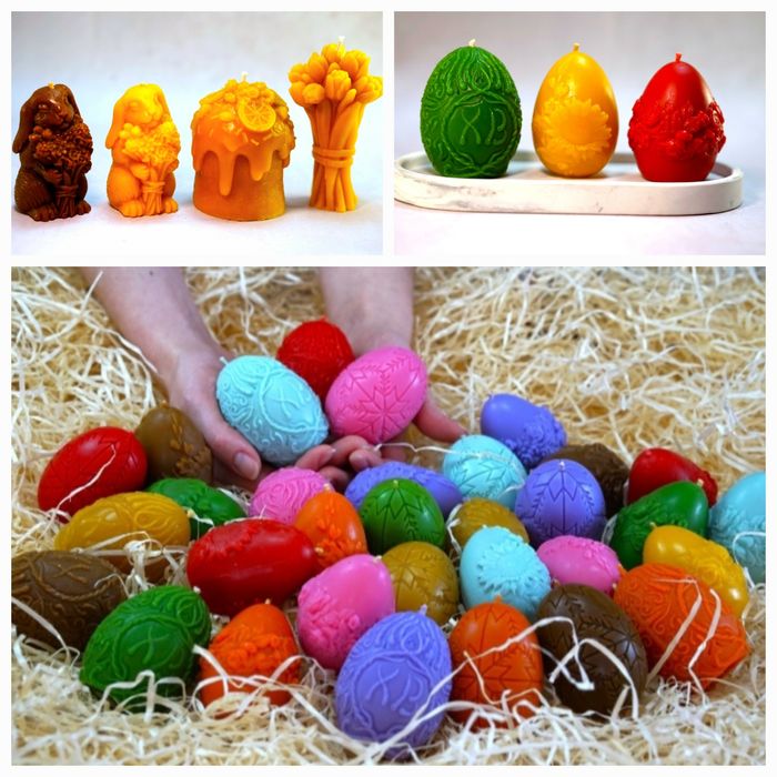 Великодні свічки, Пасхальні яйця, свічка заєць, свічка паска, свічки