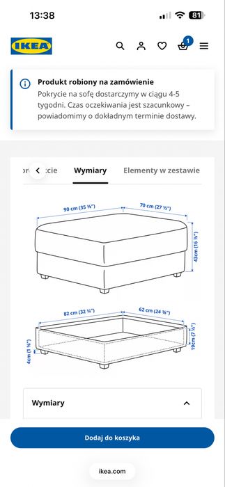Kanapa + pufa podnóżek ze schowkiem Ikea Kivik